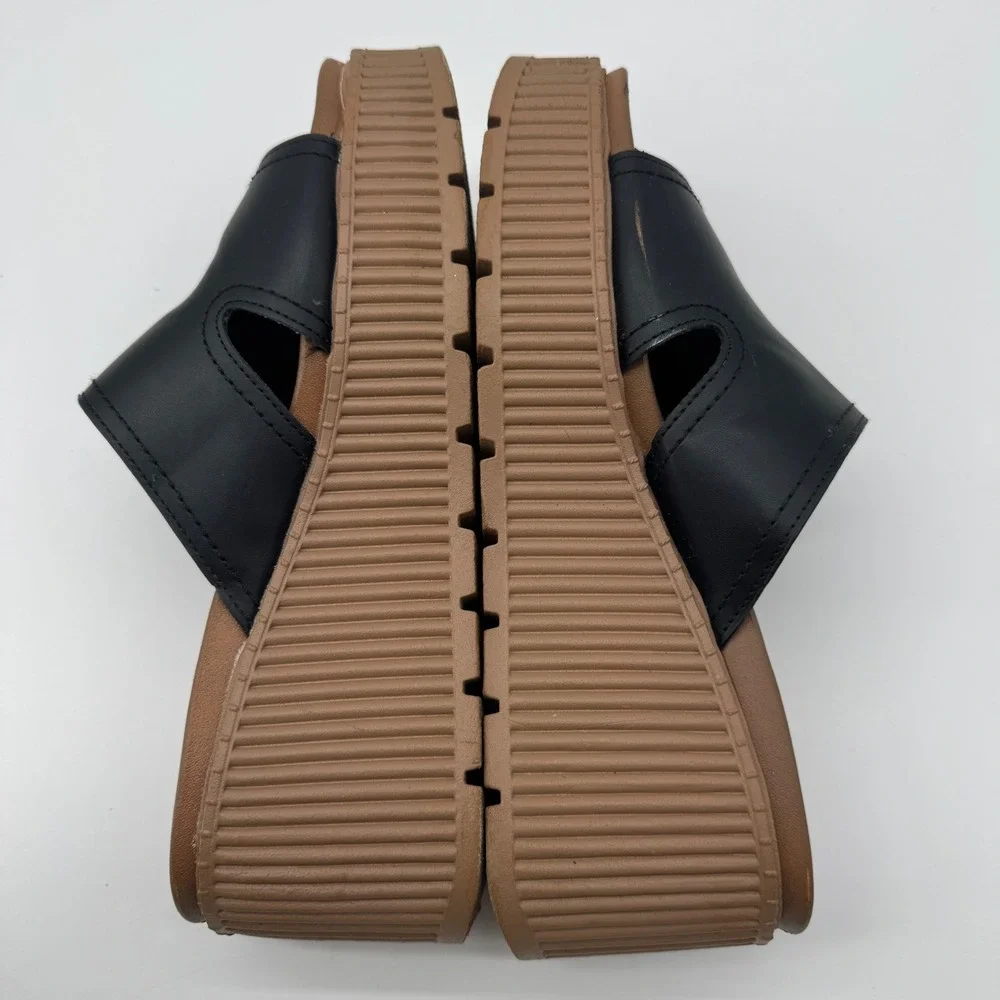Y2K Chunky‎ Platform Slide Sandals 10 Rouge Helium Wedge Summer Festival Granola